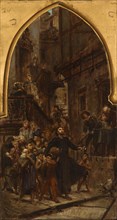 Esquisse pour l'église Saint-Merry : Saint François-Xavier parcourant les rues de Goa..., 1874. Creator: Pierre-Paul-Leon Glaize.