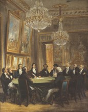 Le duc d'Orléans signant la proclamation de la lieutenance générale du royaume, le 31 juillet 1830. Creator: Joseph-Desire Court.