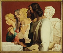 Sketch for the church of Notre-Dame-de-Lorette: Apostles at the Last Supper (facing left), c.1836. Creator: Alphonse-Henri Perin.