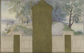 Esquisse pour la salle des mariages de la mairie d'Asnières : Paysages. La Seine..., c.1900. Creator: Henri Marius-Camille Bouvet.