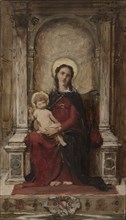 Vierge à l'Enfant, esquisse pour un tableau d'autel destiné à la chapelle des ducs de..., c.1876. Creator: Franois Alfred Delobbe.