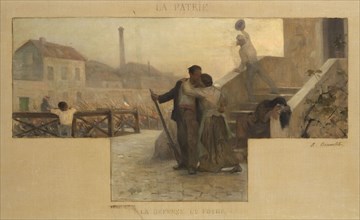 Esquisse pour la salle des mariages de la mairie d'Arcueil-Cachan : La Patrie - la défense..., 1888. Creator: Alfred Henri Bramtot.