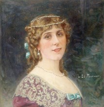 Portrait de Gabrielle Robinne, sociétaire de la Comédie-Française, dans le rôle d'Elmire..., c1913. Creator: Louis Edouard Paul Fournier.