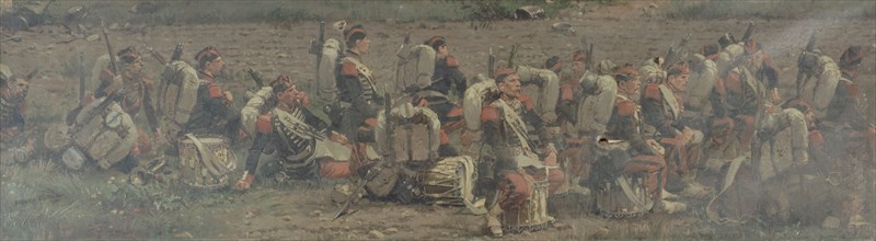 Scène militaire : les tambours du 1er régiment des grenadiers de la Garde (fragment du..., 1883. Creator: Jean Baptiste Edouard Detaille.