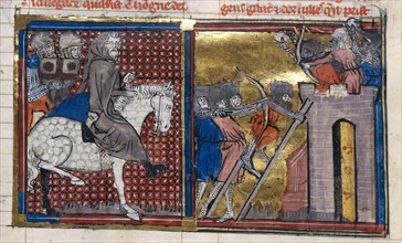The Siege of Nish in 1096 (From "Li rommans de Godefroy de Buillon et de Salehadin"), 1337. Creator: Maître de Fauvel (active 1314-1340).