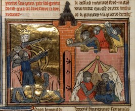 The siege of Shaizar, 1138 (From "Li rommans de Godefroy de Buillon et de Salehadin"), 1337. Creator: Maître de Fauvel (active 1314-1340).
