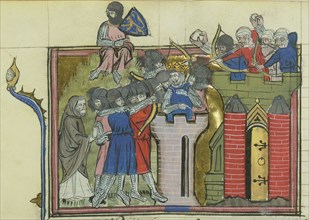 The Siege of Jerusalem, 1099 (From "Li rommans de Godefroy de Buillon et de Salehadin"), 1337. Creator: Maître de Fauvel (active 1314-1340).