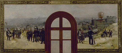 Esquisse pour le cabinet du préfet de l'Hôtel de Ville de Paris : Le départ du ballon..., 1889. Creators: René Joseph Gilbert, Henri-Louis Dupray.