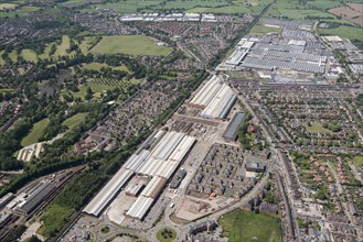 Crewe Railway Works and  Bentley Motors car factory,  Cheshire East, 2017.