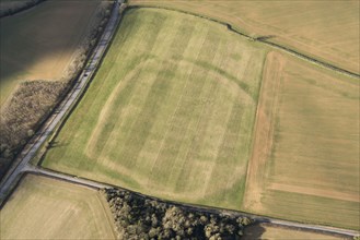 Idbury Camp, a univallate hillfort crop mark, Idbury, Oxfordshire, 2018.