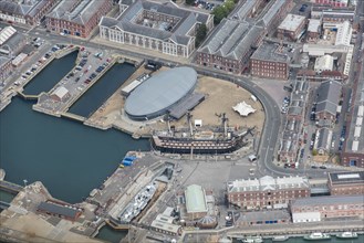 The dockyard, HMS Victory and the Mary Rose Museum, Portsmouth, City of Portsmouth, 2018.