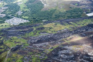 Slatepit Moor burned by wildfires, Tameside, 2018 .