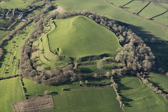 Cadbury Castle, the earthwork remains of an Iron Age hillfort, Somerset, 2019. Creator: Damian Grady.