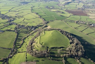 Cadbury Castle, the earthwork remains of an Iron Age hillfort, Somerset, 2019. Creator: Damian Grady.