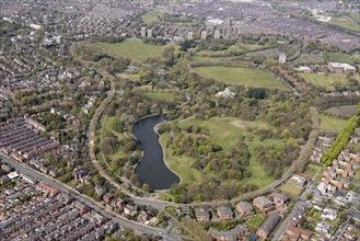 Sefton Park, an early example of a municipal park, Liverpool, 2021.