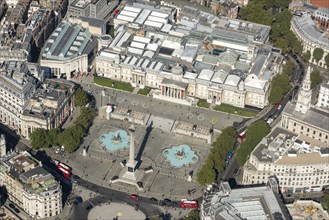 Trafalgar Square, Nelson's Column and The National Gallery, Westminster, Greater London Authority, 2021.