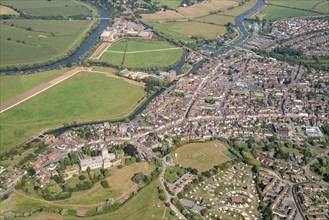 The town and St Mary's Abbey, Tewkesbury, Gloucestershire, 2021.