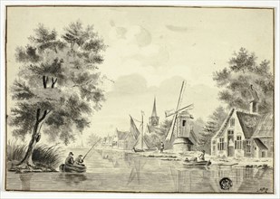 Houses and Windmill Beside Canal, after 1758.