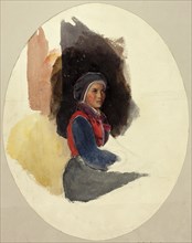 Sketch of Seated Woman in Peasant Costume, n.d.