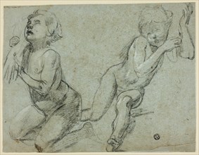 Sketches of Two Putti, One Holding Hand of Dead Christ (recto), n.d. Creator: Alessandro Casolani della Torre.