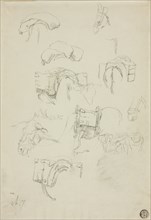 Sheet of Sketches: Details of a Donkey and Accoutrements, n.d. Attributed to Charles Émile Jacque.