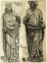 Two Studies of Medieval Sculpture, 1859. Attributed to Dante Gabriel Rossetti.