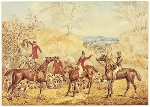 Hallali, 1840/51. Attributed to Henry Alken. Fox hunt. Hallili means a huntsman's bugle call.
