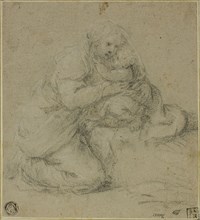 Kneeling Mother Embracing Child, c. 1550. Attributed to Michelangelo Anselmi.