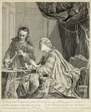 Woman Sealing a Letter, 1738. Creator: Etienne Fessard.