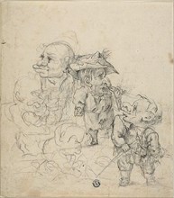 Five Caricatures of Men (recto); Sketch of Male Figure and Bird (verso), n.d. Follower of Faustino Bocchi.