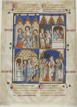 Leaf from a Picture Cycle: Christ Appearing to the Three Marys, Christ and the Pilgrims..., 1325/50. Creator: Unknown.