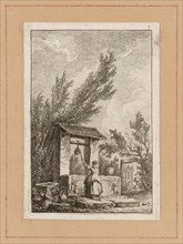 Plate Seven from Evenings in Rome, 1763/64. Well with ancient Roman carving.