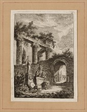 Plate Three from Evenings in Rome, 1763/64. Statue before the Ruins.