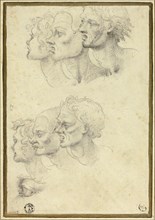 Sketches of Three Male Heads in Profile, 1580/1600.
