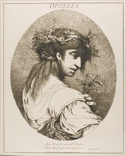 Ophelia, from Twelve Characters from Shakespeare, May 20, 1775 (originally published); pub. 1809. Creator: John Hamilton Mortimer.