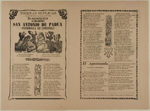 Heartfelt Pleas Invoked by the Youth of 40 Years to the Miraculous St. Anthony of Padua..., 1911. Creator: José Guadalupe Posada.