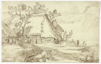 Farm Under Thatched Roofs, n.d. Possibly after Abraham Bloemaert.
