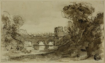 Italianate River Landscape with Bridge with Tower, n.d. Possibly after Claude Lorrain.