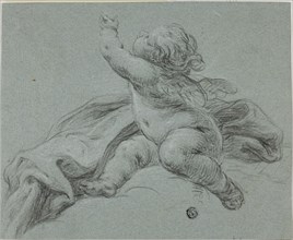 Putto Seated Beside Drapery, Reaching Upwards, n.d. Style of Etienne Parrocel.
