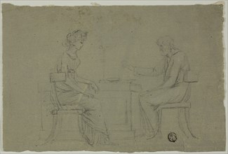Man and Woman Seated at Table, n.d.
