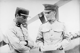 Captain W.T. Boatwright (right), US Army Artillery - Langley Field, Virginia, 1917. First World War.