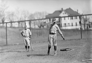 Danny Moeller, Throwing, Plus Unidentified Player, Washington Al (Baseball), ca. 1912-1915.