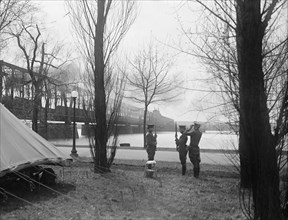 District of Columbia Parks - Guards in Potomac Park at Railway Bridge, 1917.