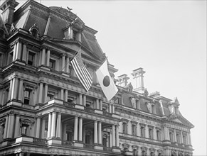 Flags - Japanese And United States Flags On State, War, And Navy Building; Japanese Mission, 1917.