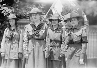 Girl Scouts - Troop #1. Mrs. Juliette Low, Founder, Right; Elenore Putsske, Center; Evaline..., 1917 Creator: Harris & Ewing.