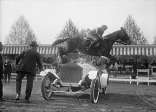 Horse Shows - Ralph Coffin Jumping His Horse Over Sylvanus Stoke's Rolls Royce, 1916.