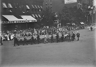 Preparedness Parade - Men Carrying Huge Flag, 1916.