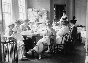Senate Women Sewing, at District Headquarters, Red Cross, 1917.