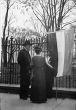 Woman Suffrage - David Starr Jordan And Wife Talking with White House Picket, 1917.