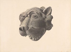 Carved Cat Head Gargoyle, c. 1936.